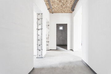 nterior of the apartment without decoration in gray colors