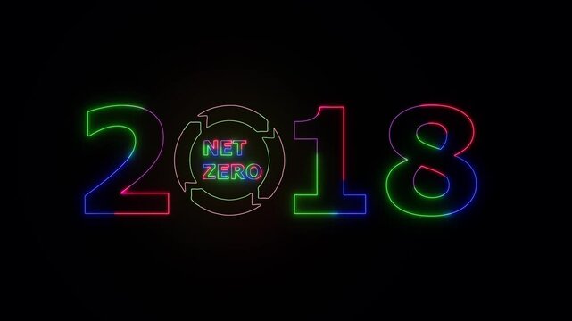 2018 neon line text. Abstract 2018 neon text animation ,Four color neon Glowing neon number text background Mk video animated .Happy new year 2018 greetings new year ... See More