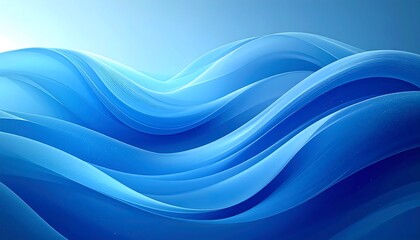 Fototapeta premium Abstract blue waves flowing in an ethereal light