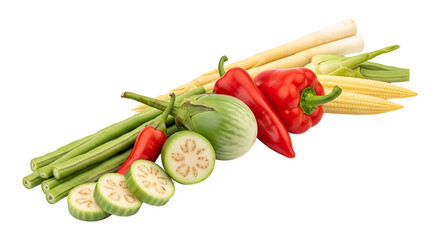 Fresh vegetables isolated on transparent background