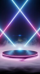 Neon Stage - Futuristic Product Display with Geometric Lights and Smoke.