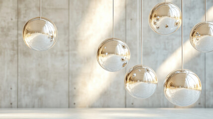 Elegant hanging light fixtures create modern ambiance in minimalist space