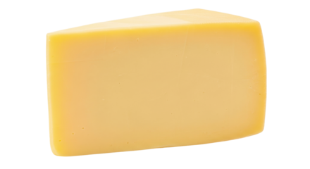 Isolated cheese wedge, a large piece of yellow cheese on a simple background, food product