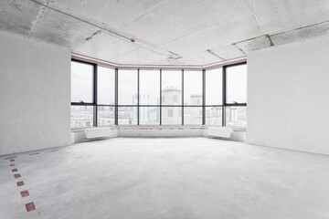 nterior of the apartment without decoration in gray colors