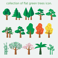 set of multiples cute trees vector