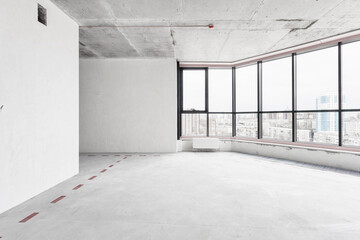 nterior of the apartment without decoration in gray colors