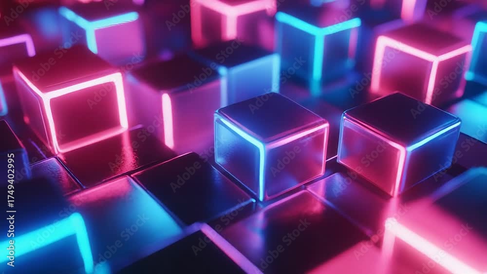 Canvas Prints digital glowing cubes forming abstract futuristic background
