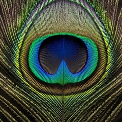 Obraz premium Peacock Feather Eye - A Close-Up of Vibrant Colors and Intricate Details.