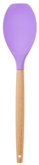 Purple Silicone Spatula with Wooden Handle Isolated on White