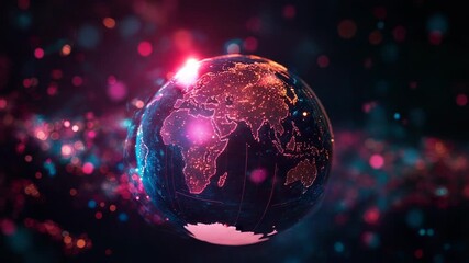 Planet earth displaying global network connectivity and digital data - Powered by Adobe