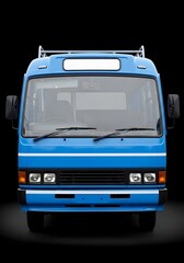 Traditional Tanzanian Dala-Dala minibus front view on black background showcasing local transport design (Travel)