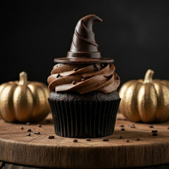 Chocolate witch chocolate hat halloween cupcake