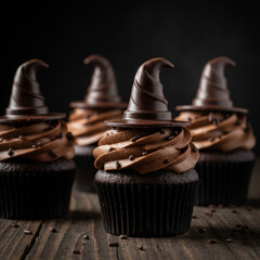 Witch hat chocolate halloween cupcake 