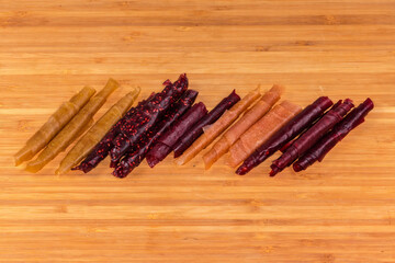 Twisted pastila made of different fruits and berries