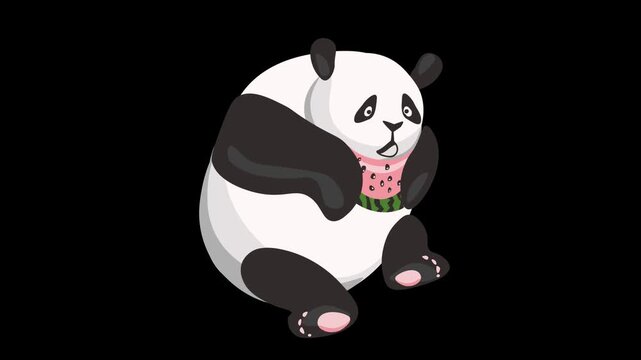 Motion video with a panda and emotions. Animation with an animal in vector graphics.