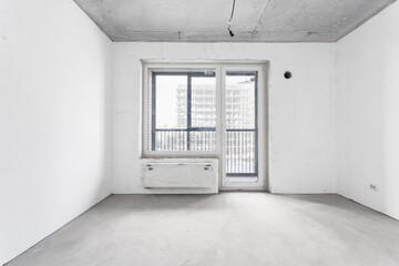 nterior of the apartment without decoration in gray colors