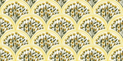 Nature Pattern Background Illustration For Cover, Banner, Notes. Fall Winter Aesthetic Background. Plant And Flower Pattern Background.