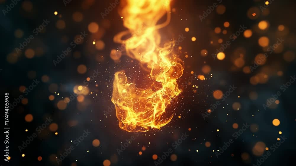 Canvas Prints glowing fire energy with dynamic sparks and bokeh