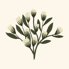 Nature Pattern Background Illustration For Cover, Banner, Notes. Fall Winter Aesthetic Background. Plant And Flower Pattern Background.