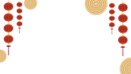 Vertical hanging lanterns on white background for celebration design