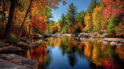 Autumn in New Hampshire: Nashua River in Fall Colors, New England Vibes