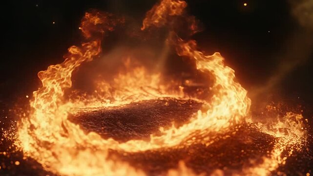 Raging inferno forming a fiery swirling vortex