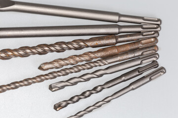 Various replaceable working tools for rotary hammer drill close-up