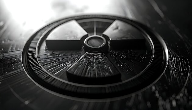 Nuclear Symbol Close-up in Dark Environment, Symbol of Danger and Energy