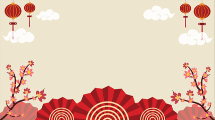 Floral background with lanterns and circular pattern for festival