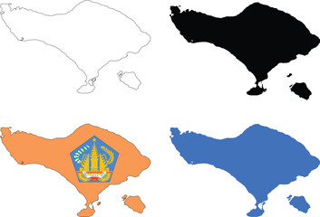Bali Map icon. Bali Map Clipart. Bali Flag Map sign. Bali Indonesia Outline. flat style.