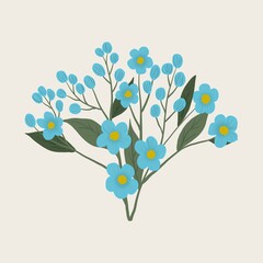 Nature Pattern Background Illustration For Cover, Banner, Notes. Fall Winter Aesthetic Background. Plant And Flower Pattern Background.