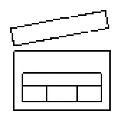 clip clapper pixel icon, 8-bit. Isolated vector illustration.