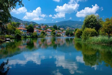Fototapeta premium Lake Sapanca - A Blue Summer View of the Turkish Countryside