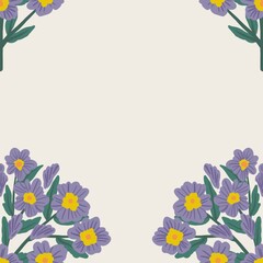 Obraz premium Nature Pattern Background Illustration For Cover, Banner, Notes. Fall Winter Aesthetic Background. Plant And Flower Pattern Background.