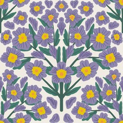 Nature Pattern Background Illustration For Cover, Banner, Notes. Fall Winter Aesthetic Background. Plant And Flower Pattern Background.