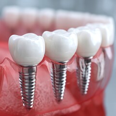 Dental implants model close up view