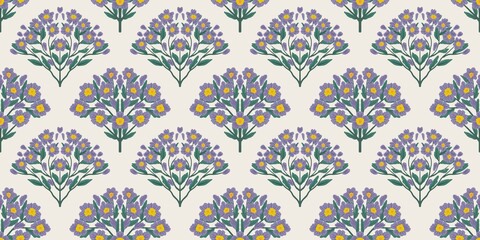 Nature Pattern Background Illustration For Cover, Banner, Notes. Fall Winter Aesthetic Background. Plant And Flower Pattern Background.