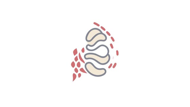 Abstract pink shape with gray waves on white background