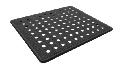 Slip-resistant mat with drainage holes, ideal for wet spaces like laundry rooms.