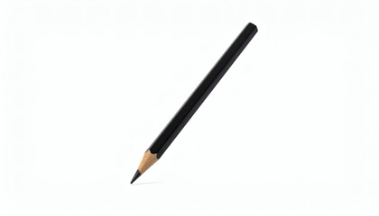 Black pencil isolated on white background close-up for modern stationery design, digital illustration, and minimal office or art supply visualization