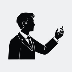 Silhouette businessman pointing upward innovation idea in suit vector illustration