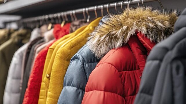 Coats and jackets displayed on a clothing rack, versatile for various occasions