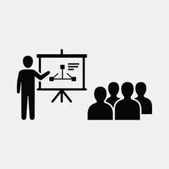 Silhouette presentation with business people vector illustration