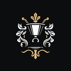 espresso machine portafilter designed as a heraldic emblem