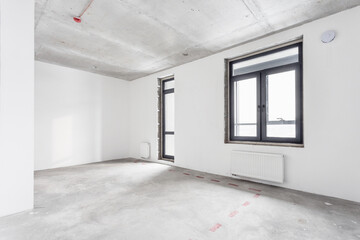 nterior of the apartment without decoration in gray colors