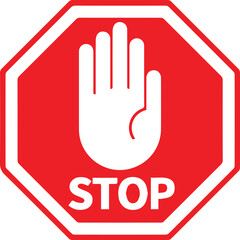 &ldquo;STOP Sign Icon &ndash; Hand Gesture Symbol for Safety, Compliance & Traffic Control Design&rdquo;