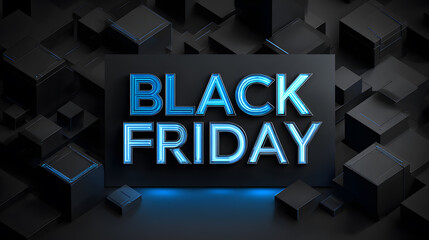 Futuristic black friday neon glowing banner