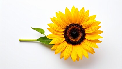 Obraz premium Bright Yellow Sunflower on White Background HD