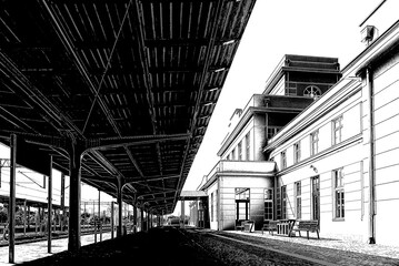 
ZBASZYN RAILWAY STATION - Historic and monumental building in the modernist style
