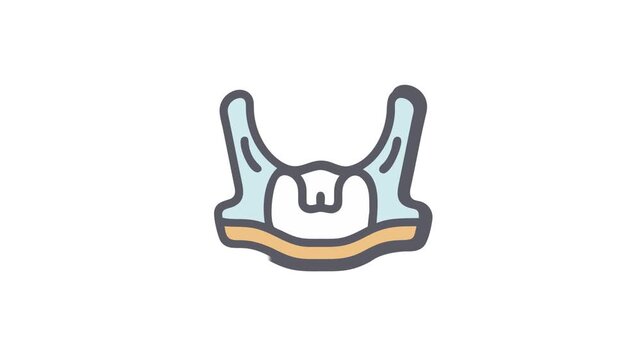 Stylized vector illustration of human hyoid bone in anatomy